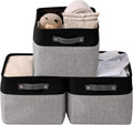 DECOMOMO Storage Baskets for Shelves - Fabric Storage Bins, Linen Closet Organizers and Storage (Grey & Black, XL - 3 Pack)