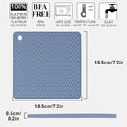 4 Pack Silicone Trivet Mat, Silicone Trivets for Hot Pots and Pans, Non-Slip & Heat Resistant Silicone Hot Pad for Kitchen Counter Mat Set, Soft Drying Mat, Jar Opener and Coasters, Square, Blue