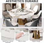 Montary 59" Modern Artificial Marble Round Dining Table with Bronze Iron Metal Base & 31.5" White Sintered Stone Turntable, Dining Room Table with Lazy Susan for 6-8 (Only Table)