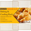 2PCS Cooling Racks for Cooking and Baking - 10" x 16"Heavy Duty Stainless Steel Wire Rack for Baking, Grilling, Roasting - Oven & Dishwasher Safe - Fits Half Sheet Pan（Gold）
