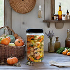 Jarming Collections Mason Jars - 32 oz Glass Storage Jars with Extra Wide Mouth Lids, BPA Free and Food Safe - Set of 2 with 2 Black Dome Plastic Lids