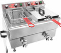 Commercial Fryer Stainless Steel Electric Deep Fryer with Oil Filtration and Timer 24L Large Capacity Dual Tank Fryer with Baskets and Lids Countertop Deep Fryer for Restaurant Use 120V 3500W