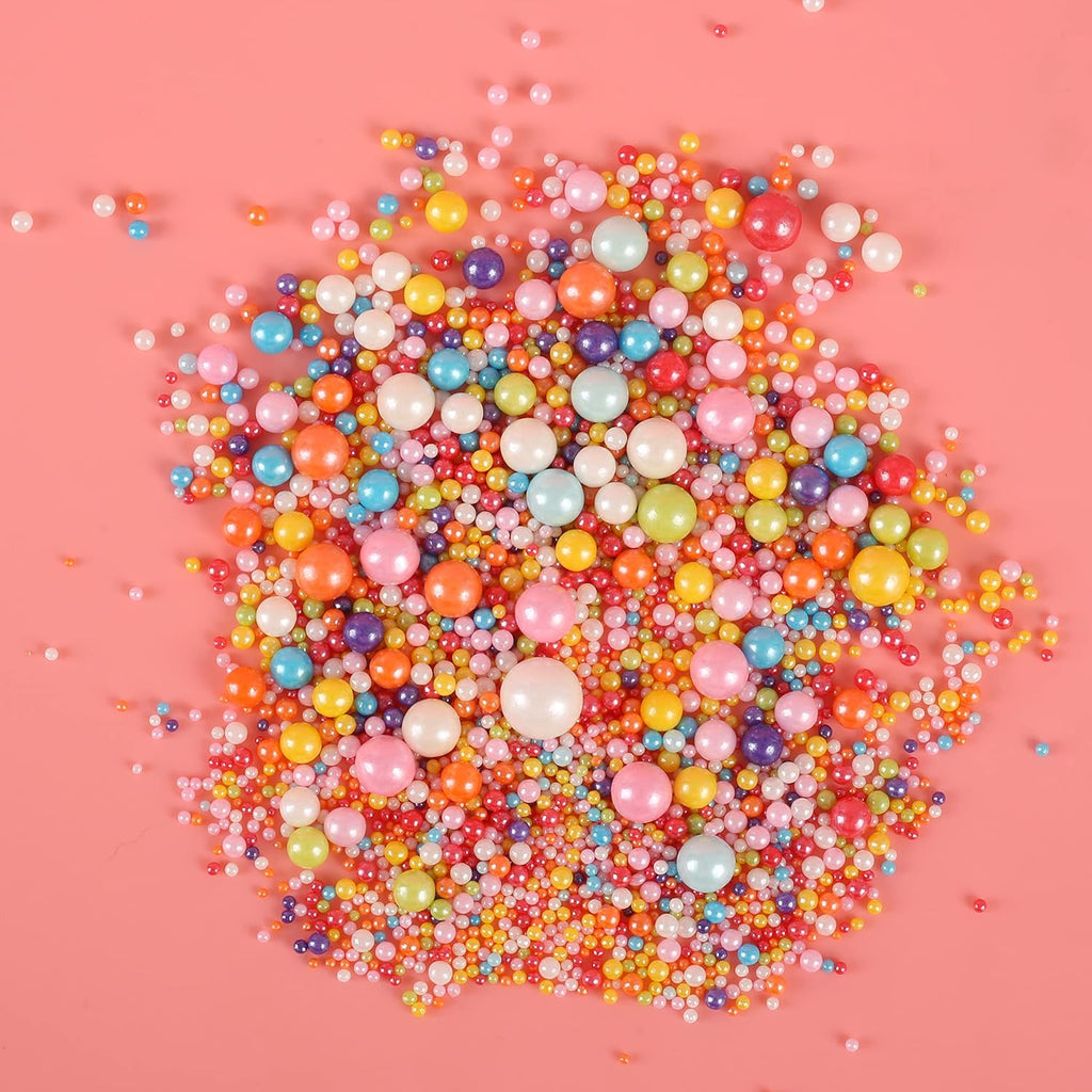 Kasvan Mixed Pearl Sugar Sprinkles - Edible Candy Pearls 130g/4.58 Oz, Mix Size, Baking Cake Decorations, Ice Cream Toppings and Cookie Decorating, Wedding Party Chirstmas Supplies