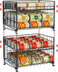 JKsmart 2-Pack Stackable Can Rack Organizer, Can Storage for Kitchen Pantry Cabinet, Can Holders for Food, Multifunctional Can Dispenser for Snacks Soda