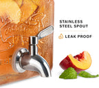 MosJos Glass Drink Dispenser for Fridge - Stainless Steel Spigot Mason Jar Dispenser with Wide Opening & Easy-Fill - Beverage Storage for Outdoor, Water, Iced Tea, Juice, Sangria & Detergent, 1 GALLON