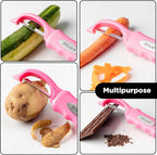 Zulay Kitchen Premium Vegetable Peeler for Kitchen - Swivel Peeler with Razor Sharp Stainless Steel Blades & Strong Ergonomic Handle - Dishwasher Safe, Easy To Use with Blemish Remover - Pink
