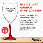 Custom Nuance Wine Glasses by ARC 10.5 oz. Set of 10, Personalized Bulk Pack - Restaurant Glassware, Perfect for Red Wine, White Wine, Cocktails - Red
