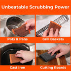 Heavy-Duty Steel Wool Scrubber Sponges 4 Pack – Stainless Steel Cleaning Pads for Dishes, Pots, Pans, Grills & Ovens – Durable Multi-Surface Kitchen Scrubbing Tools for Tough Grease & Burnt Food