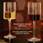 MICHLEY Square Crystal Wine Glasses Set of 4-15.5 oz large Long Stem Glassware Red/White Glasses Drinkware Perfect Gifts for Women, Wedding,Birthday Decorations