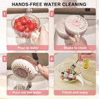 Fruit Washing Bowl with Strainer, Fruit Strainer container with Lid, Portable Fruit Colander with Collapsible Handle, 3 in 1 Fruit Fridge Container Salad Stir Fruit Cleaning Drainer for Kitchen