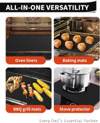 3 Pack Oven Liners for Bottom of Oven, 17x25" Large Heavy Duty Non-Stick Reusable Oven Mat for Electric, Gas, Toaster & Convection Ovens - BPA & PFOA Free, Dishwasher Safe, Kitchen Essentials, Black
