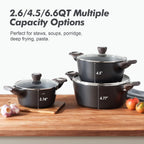 SENSARTE Nonstick Stock Pot with Lid, 2.6/4.5/6.6 QT Soup Pot Casserole Pot, Healthy Pasta Pot, Large Deep Cooking Pot, Big Sauce Pot Stew Pot, Induction Compatible, PFOA PFOS APEO Free, Black