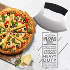 Pizza Cutter Stainless Steel Ulu knife Razor Sharp Rocker Slicer Cutter Mincing Mezzaluna Knife Salad Vegetable Chopper with Upgraded Ergonomic Anti-Slip Handle