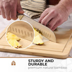 Bamboo Cutting Board Set of 3 - Thick & Durable Wood Cutting Boards with Deep Juice Grooves & Build-in Handles, Large Surface, Easy to Clean – for Meat, Vegetables and Fruits