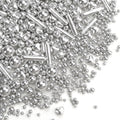 Dazzjoy Edible Silver Pearl Heart Rods Sprinkles, 130g/4.58oz, Mix Size, Silver Pearl Sprinkles for cupcake decorating, Cupcake Toppers Cake Decorations