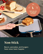 Caraway Griddle Pan & Grill Pan Duo - Non-Stick Ceramic Coated - Non Toxic, PTFE & PFOA Free - Oven Safe & Compatible with All Stovetops – Black