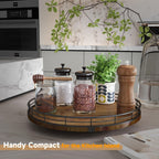 Farmhouse Oak 13" Lazy Susan Turntable Organizer for Cabinet, Round Wooden Lazy Susan Organization and Storage for Dining Table, Pantry, Kitchen, Countertop, Cupboard,Home Decor, Walnut Wood