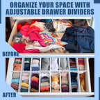 Blosssound 15pcs 5.12x 15 Tall Drawer Divider Adjustable Drawer Organizer DIY Ultra Deep Storage Organizer Separator with Fixed Buckle for Underwear Socks Dormitory Office Kitchen Bedroom(White)