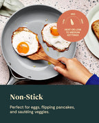 Caraway Ceramic Nonstick Fry Pan Set with Glass Lids – Includes Two 10.5” Fry Pans, One 8” Fry Pan, & Three Lids - Non Toxic, PTFE & PFOA Free - Oven Safe & Compatible with All Stovetops - Perracotta