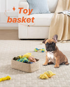 Small Woven Basket, 12 x 8 x 4.5 Inches, Storage Basket for Organizing, Cute Small Rope Shelf Closet Cube Storage Bins Baskets for Shelves, Dog Toy Gift Baskets Empty, 3 Packs, Mixed Brown