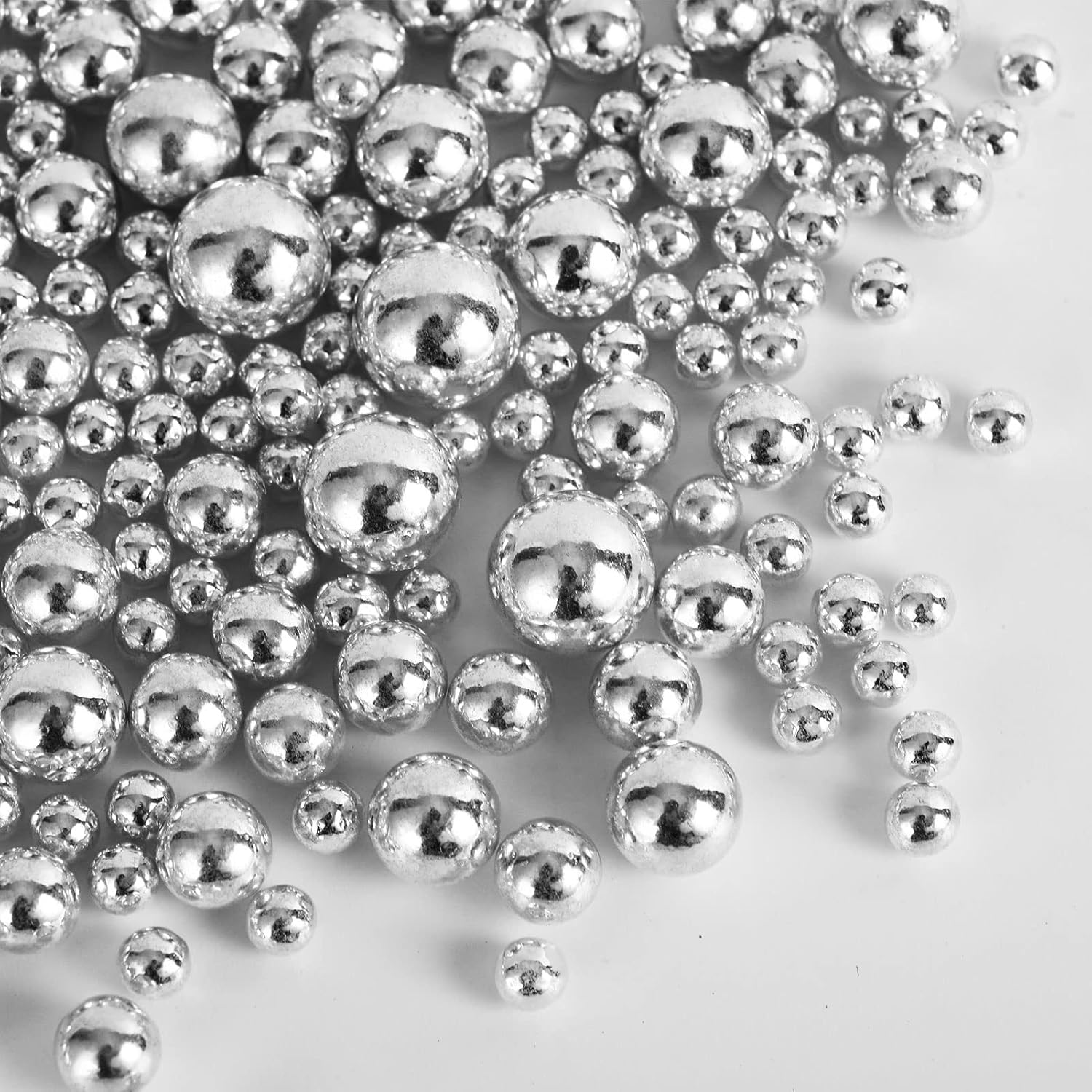 Kasvan Silver Pearl Sugar Sprinkles - Edible Candy Pearls 130g/4.58 Oz, Mix Size, Baking Cake Decorations, Ice Cream Toppings and Cookie Decorating, Wedding Party Chirstmas Supplies