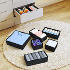 DIMJ Drawer Organizer Clothes 6 Pack - Foldable Baby & Nursery Organization Dresser Dividers for Bedroom, Closet - Black
