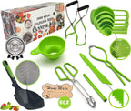 Supa Ant Canning Supplies - US Assembled Certified Food Grade Stainless Steel Canning Kit with XL Ladle, Wide Kitchen Funnel, Jar Lifter and Wrench, Bubble Popper/Measurer, Lid Lifter, Kitchen Tongs