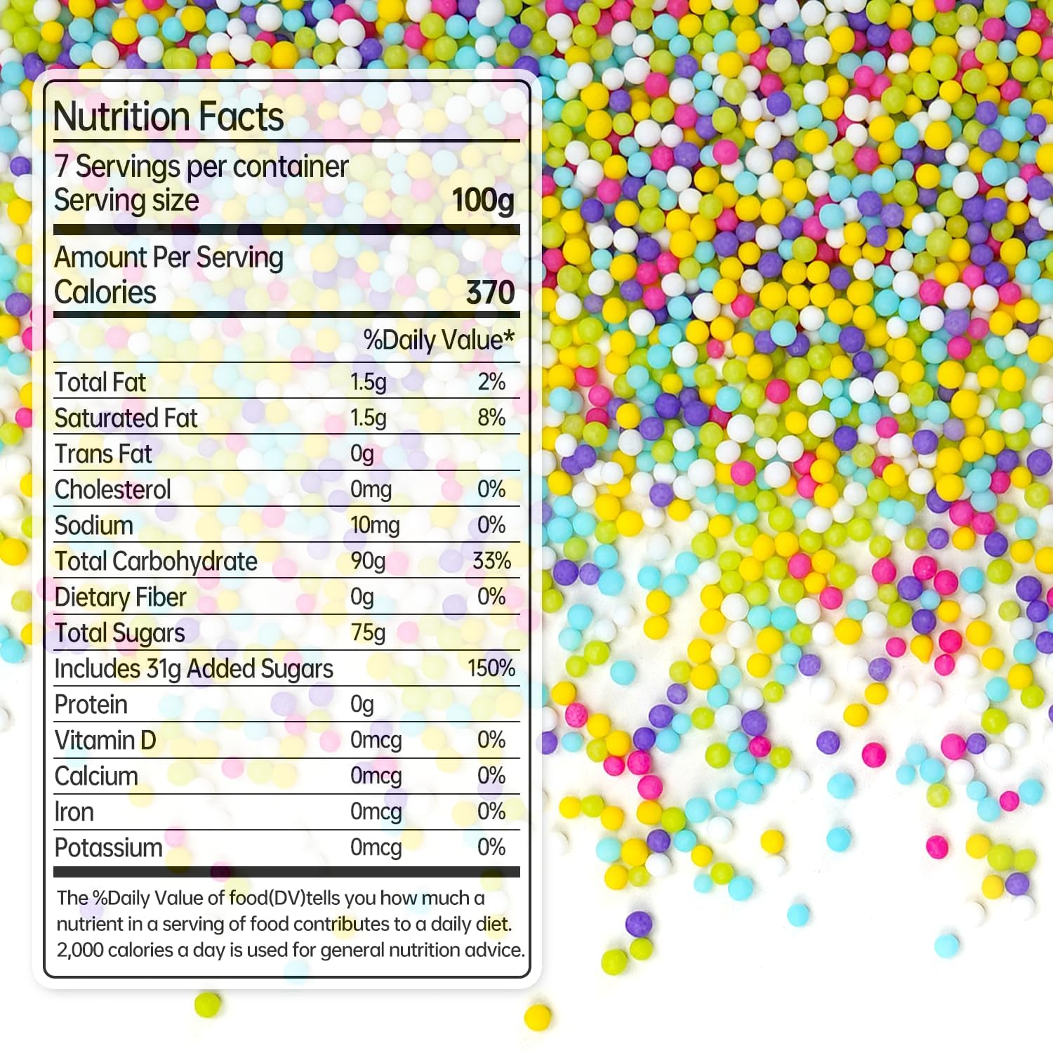 Rainbow Nonpareils Sprinkles, Edible Sprinkles For Cake Decorating, Baking Sugar, 150g/5.29oz, Cake Decorations & Cupcake Toppers, Easter, Holiday, Wedding Party Supplies