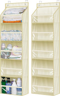 AOODA 2 Pack Over the Door Organizer, Large Capacity Closet Door Hanging Organizer, Clear Deep Pockets Baby Storage for Nursery, Bathroom, Bedroom, Pantry, Diapers (Light Yellow)