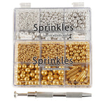 Kasvan Gold and Silver Sugar Sprinkles - Edible Candy Pearls with 4-Claw Sprinkle Pen,8.32Oz, Gift Box Pack, Baking Cake Decorations, Ice Cream Toppings and Cookie Decorating, Wedding Party Chirstmas Supplies