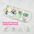 Pimpernel Succulents Rectangular Snack Tray with Handles - 15.1" x 6.5" Melamine Botanical Platter for Coffee, Breakfast, or Sweets - Dishwasher-Safe Decorative Kitchen Server
