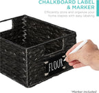Best Choice Products Set of 4 9x12in Water Hyacinth Pantry Baskets, Woven Organizers w/Chalkboard Label, Chalk Marker - Black