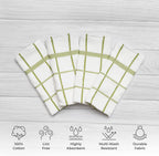 100% Cotton Terry Dish Towels, 4 Pack Checks, 16 x26 Inches, Super Soft and Absorbent Kitchen Towels, Perfect for Kitchen Cleaning and Dish Washing | Green