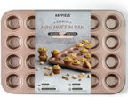 Non Toxic Nonstick 24 Cup Mini Muffin Pan | PFOA BPA free Nontoxic Mini Cupcake Tin | Best Non Stick Muffin Pans | Carbon Steel Small Muffin tins | Cupcakes Bakeware Mold