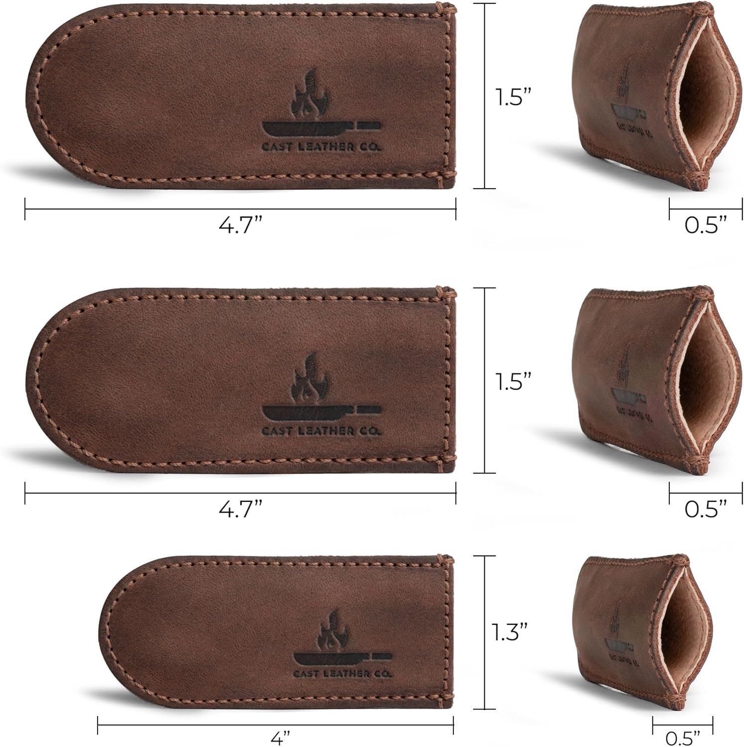 Leather Skillet Handle Cover for Cast Iron Skillets, Heat Resistant Pan Handle Covers (Bourbon Brown)