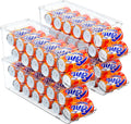 4 Pack Soda Can Organizer for Refrigerator, Stackable Canned Food Pop Cans Container Can Holder Dispenser with Lid for Fridge Rack Freezer, Clear Storage Bins-Holds 12 Cans Each (Transparent)