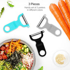 Original Vegetable Peeler, Potato Peelers for kitchen Carbon Steel Blade 3-Pack Grey/Blue/Black