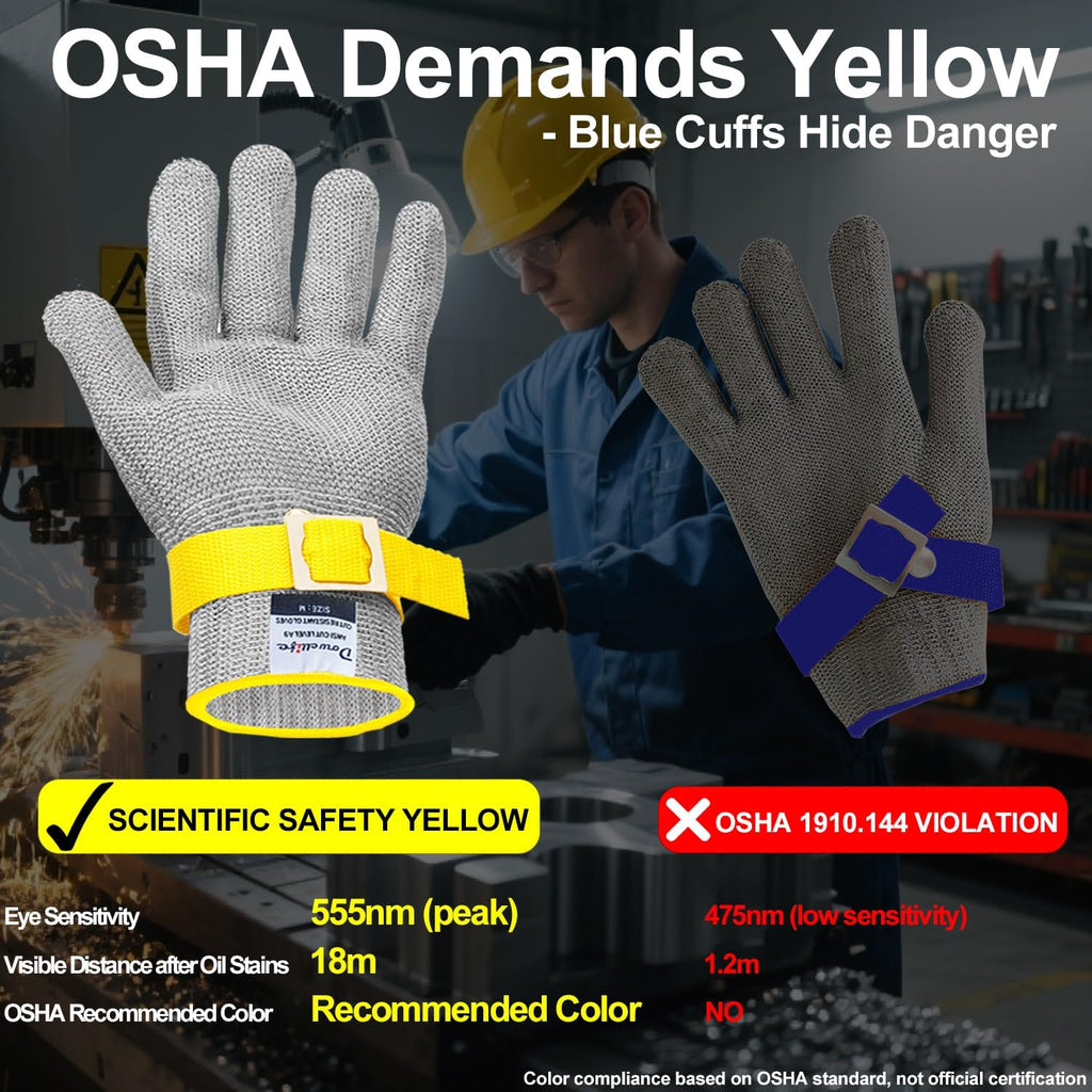 Dowellife ANSI A9 Cut Resistant Glove Food Grade, Stainless Steel Mesh Metal Knife Cutting Glove for Butcher Oyster Shucking Kitchen Mandoline Chef Slicing Fish Fillet (Large)