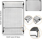 Kingrol 2-Piece Cooling Rack with Collapsible Folding Legs - for Cooking, Roasting, Drying, Grilling (Black)