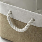 TheWarmHome Storage Basket for Organizing- 15.7x11.8x8.2 inch 1 Pack Fabric Storage Cubes for Shelves Organizer Book Gift Laundry Box Cloth Toy (Whiet & Khaki)