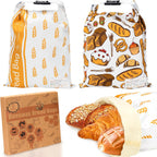 2-PACK Reusable Beeswax Bread Bag for Homemade Bread & Sourdough Loaf, Fridge-Safe Dual-Zip Storage Container with Natural Cotton & Beeswax Lining Lock Freshness, Dates Lable Cards Included