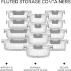 JoyJolt 24pc Borosilicate Glass Storage Containers with Lids | 12 Airtight/Freezer Safe Food Storage Containers for Pantry and Kitchen | Meal Prep Container for Lunch | Glass Tupperware Set