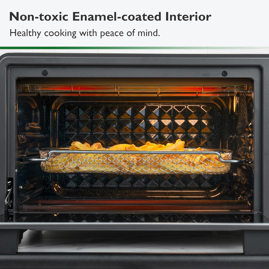 Infrared Heating Air Fryer Toaster Oven Combo, with Non-toxic Enamel-coated Interior, Extra Large Countertop Convection Oven 10-in-1 Combo, 6-Slice Toast, Enamel Baking Pan Easy Clean