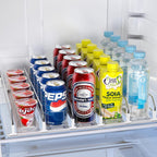 Soda Can Dispenser for Refrigerator,Self-Pushing Drink Organizer for Fridge, Width Adjustable Fridge Organization, Beer Pop Can Water Bottle Drink Dispenser for Fridge (15.1" D) White (5 Row, White)