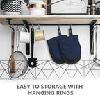 1 Pair Short Oven Mitts - Silicone Kitchen Oven Gloves High Heat Resistant 500℉, Mini Oven Mits with Non-Slip Grip Surfaces and Hanging Loop for BBQ, Baking, Cooking and Grilling (Dark Blue)