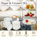Ceramic Sugar and Creamer Set, Cream Pitcher Sugar Bowl with Lid and Spoon, Sugar and Creamer Container for Coffee Bar (4)