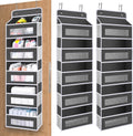 Upgrade Pocket 2 Pack Over The Door Organizer Storage, 5 Shelf Hanging Door Organizers with 10 Large Capacity Pockets, Anti Tilt 48 lb Load Behind Door Organizer for Bedroom, Bathroom, Pantry