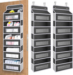 Upgrade Pocket 2 Pack Over The Door Organizer Storage, 5 Shelf Hanging Door Organizers with 10 Large Capacity Pockets, Anti Tilt 48 lb Load Behind Door Organizer for Bedroom, Bathroom, Pantry