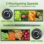 COZII Cold Press Juicer,Slow Masticating Juicer Extractor Soft/hard Mode,3.6 Inch Large Feeder For Vegetable and Fruit,Easy to Clean Juicer Machines Quiet Motor,Dishwasher Safe (White)
