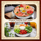 Baderke 6 Set 11.8" Chilled Serving Tray for Parties with Compartments Ice Chilled Party Platter Charcuterie Serving Board Cold Dish Dip for Fruit Seafood Vegetable Shrimp Cocktail (Natural)